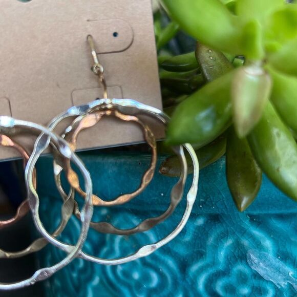 Silver Gold Copper Dangle Circles Erica Lyons - Picture 2 of 9